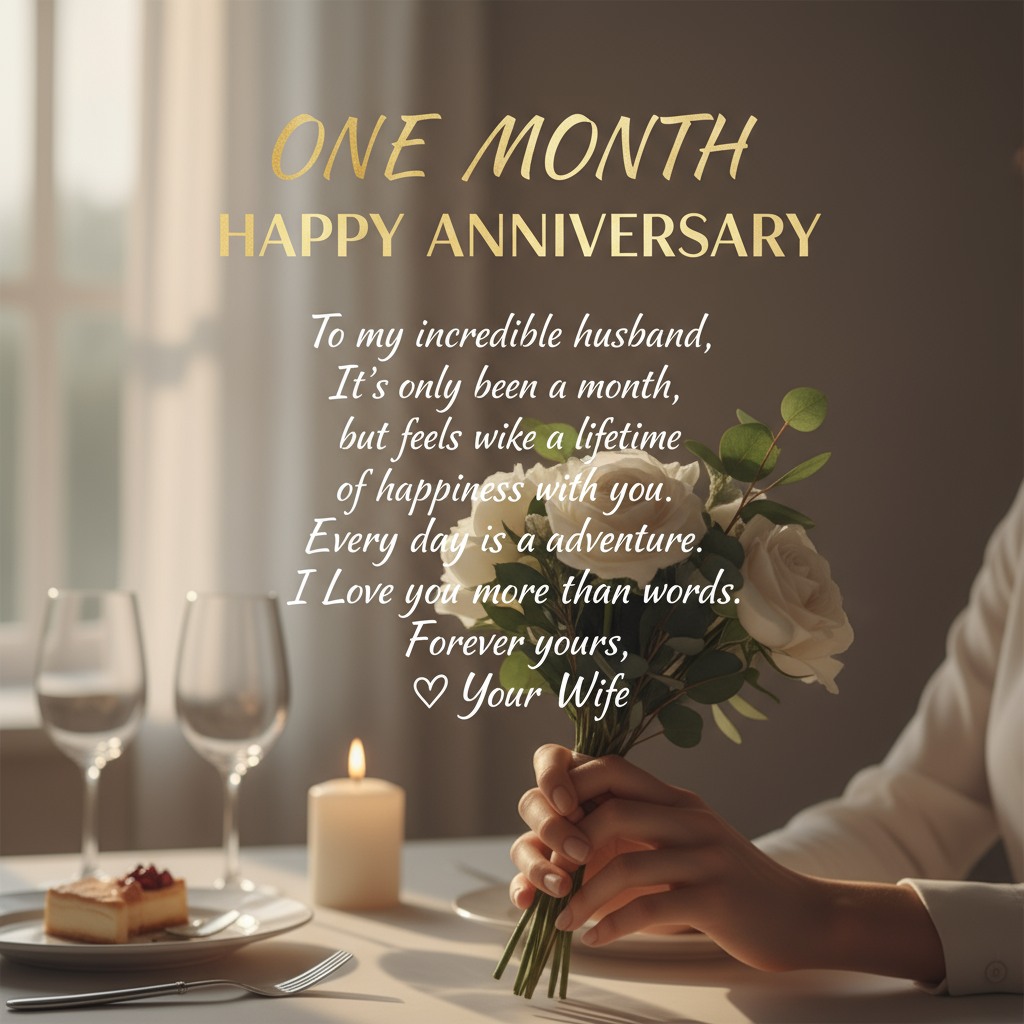 One Month Anniversary Wishes for Husband