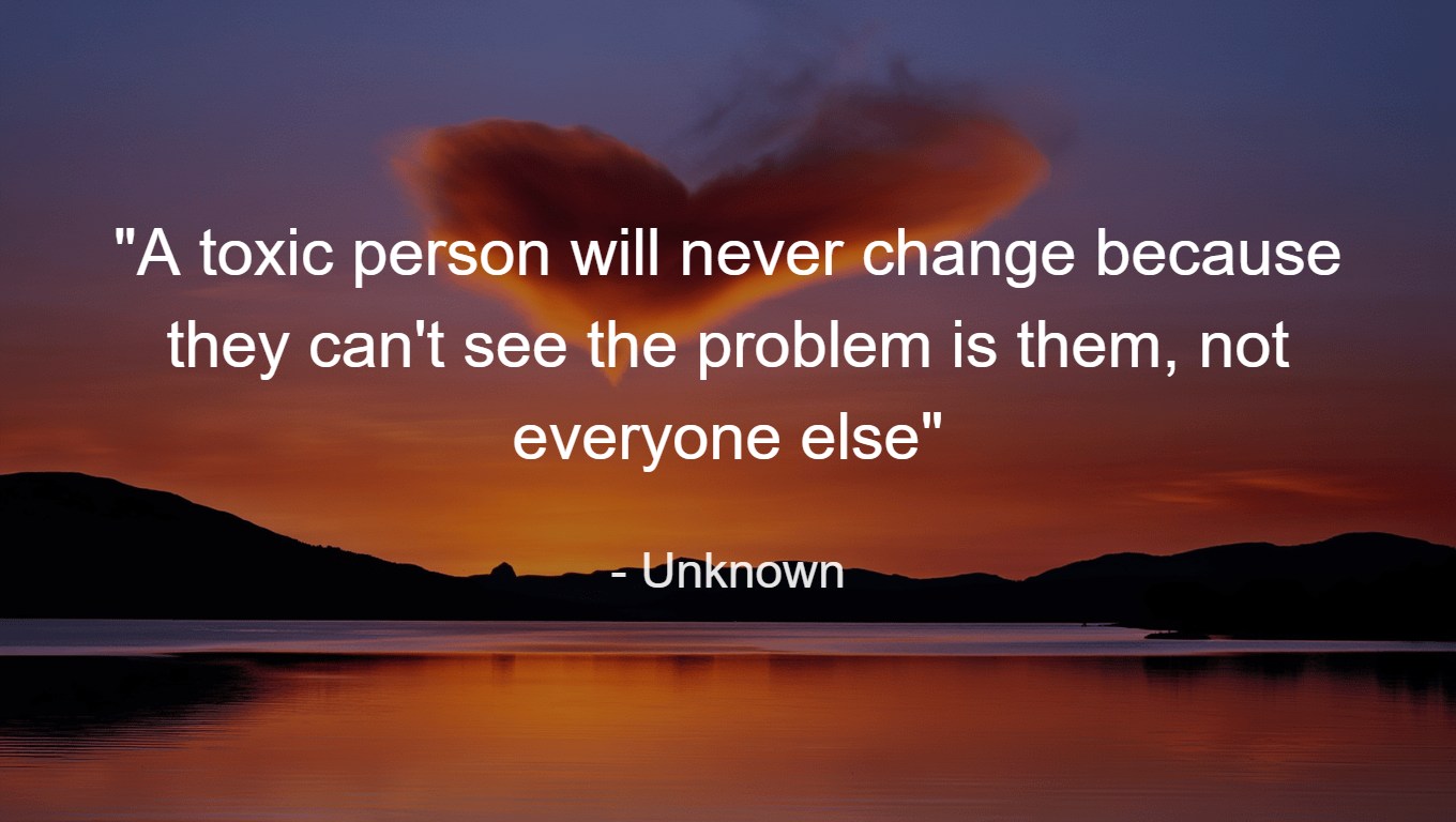 A toxic person will never change because they can't see the problem is them, not everyone else