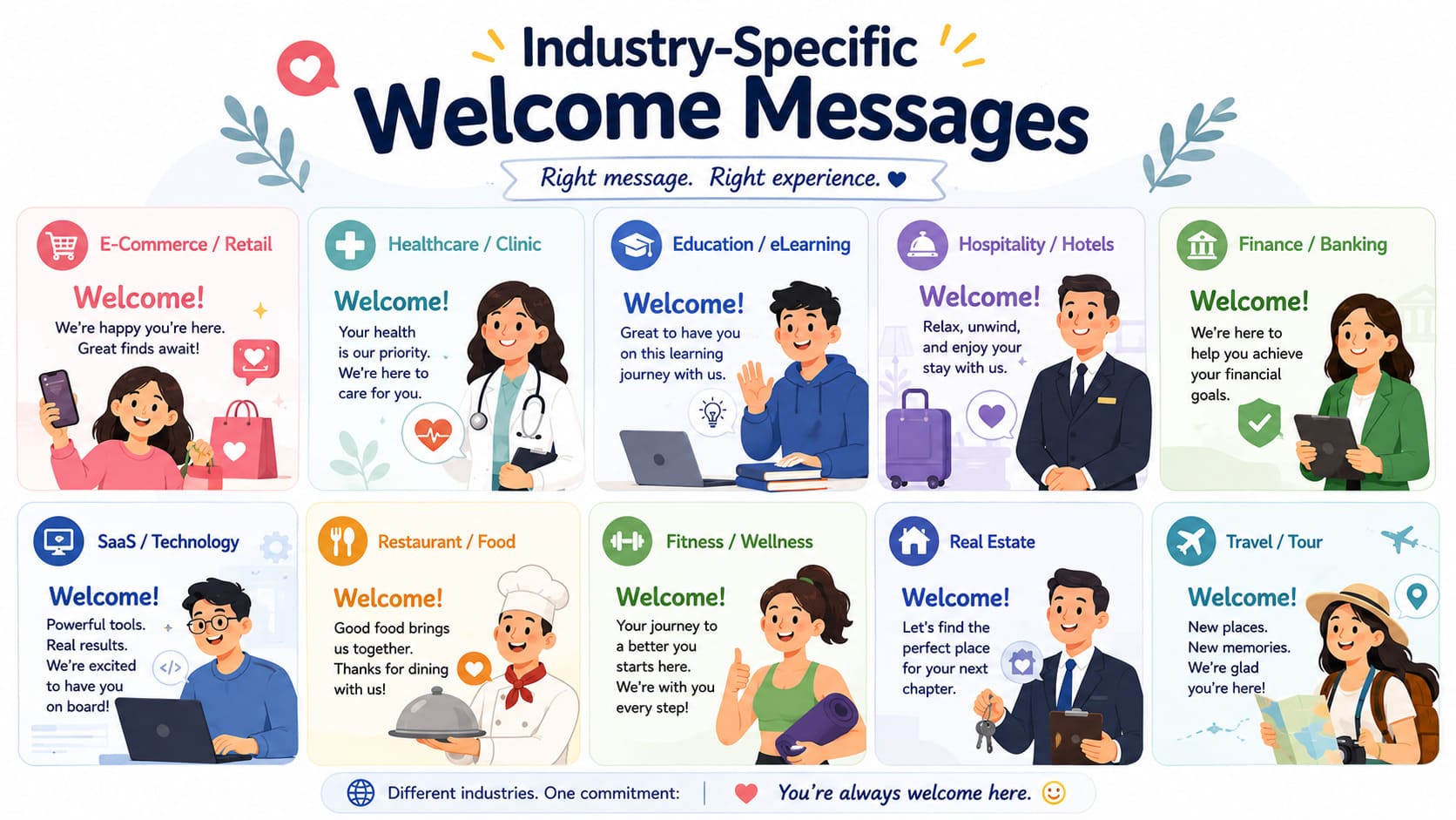 350+ Welcome Messages for Customers, Clients & Guests (2026 Guide With Templates You Can Steal) 11 Industry Specific Welcome Messages