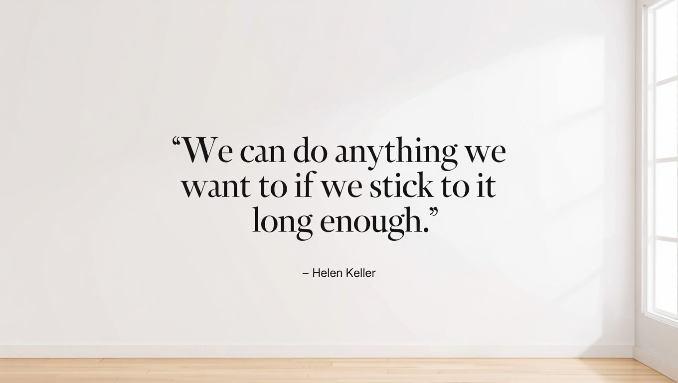 We can do anything we want to if we stick to it long enough. Helen Keller