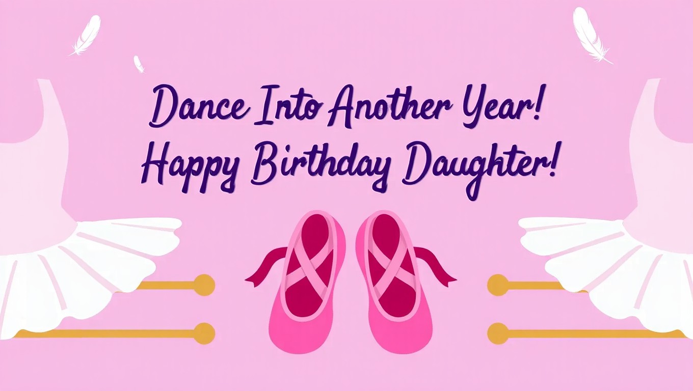 Ballerina Dance Birthday: Elegant ballerina-themed birthday design for a graceful daughter