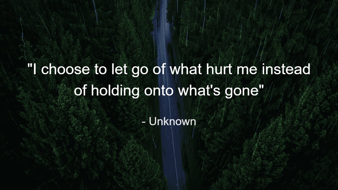 I choose to let go of what hurt me instead of holding onto what's gone
