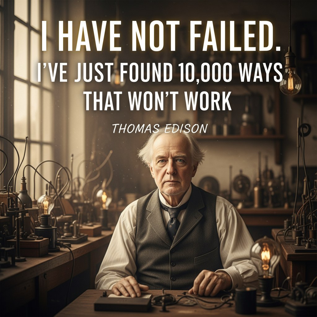 I have not failed. Ive just found 10000 ways that wont work. Thomas Edison