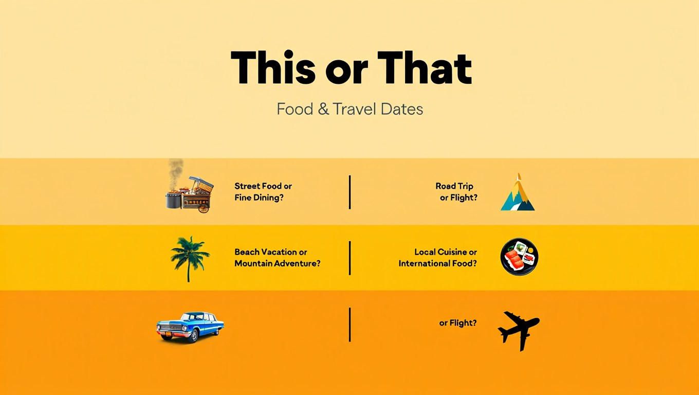 Food and Travel This or That Questions for a First Date