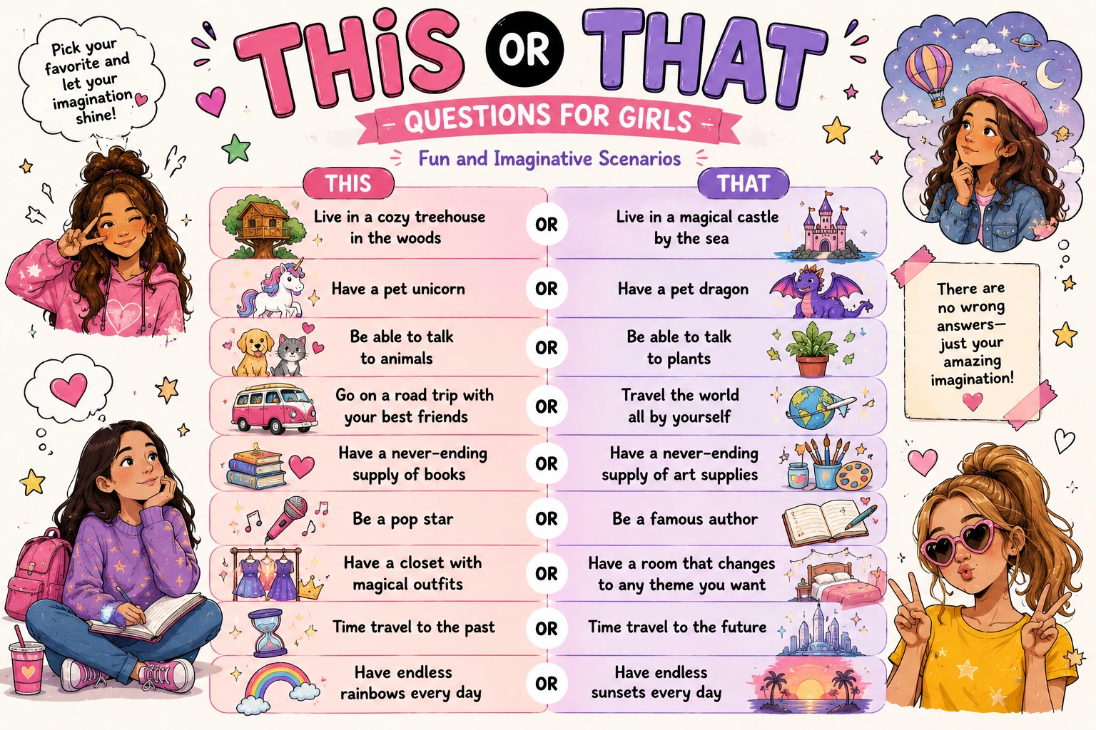 150+ This or That Questions for Girls: Fun Conversation Starters That Build Real Connections 6 this or that questions for girls work great for girls night