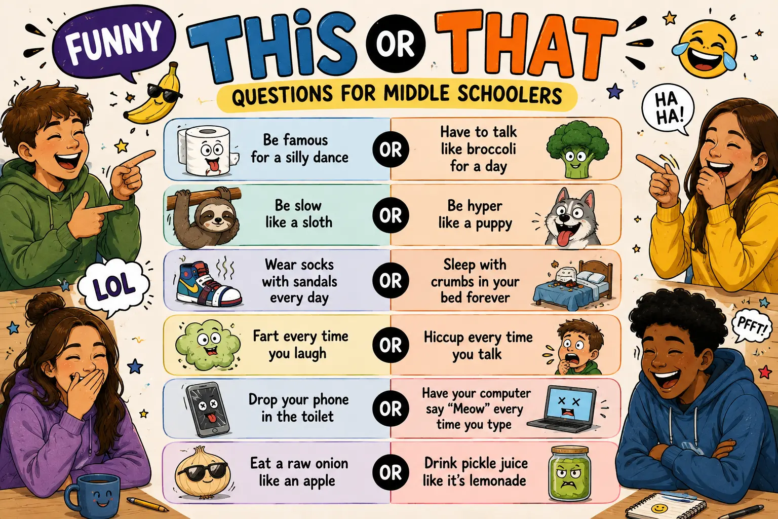 Funny This or That Questions for Middle Schoolers